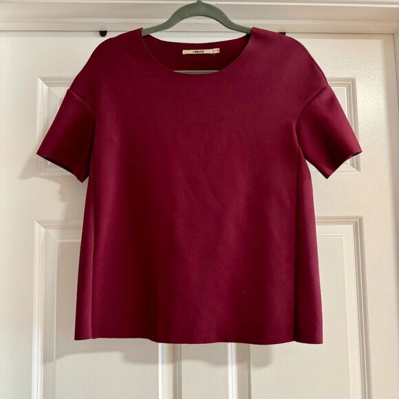 J Brand Auden Scuba Neoprene Top Burgundy - Size XS - Picture 1 of 6